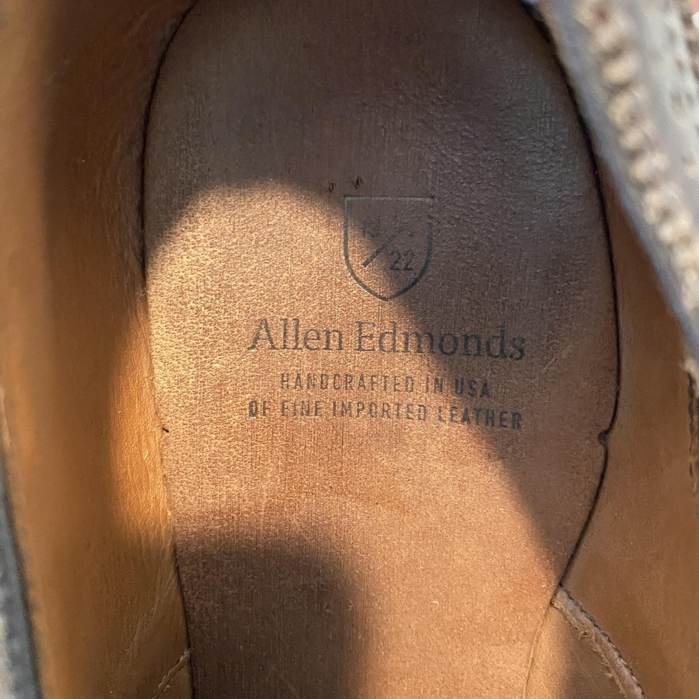 Allen Edmonds Shoes Mens Size 9 D Brown Leather Cap Toe Brogue Dress Oxfords - Picture 8 of 12